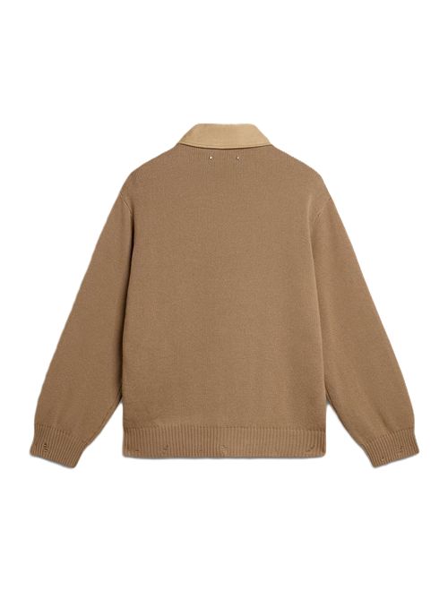 Giacca Golden Goose  in pelle nabuk di color travertino con maniche e retro in misto lana Golden Goose | GMP02136P0018495555055550 TRAVERTINE